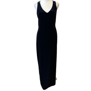 Vintage 90s Y2K Formula X Black Velvet Maxi‎ Dress Size L Gothic Open Back Vamp